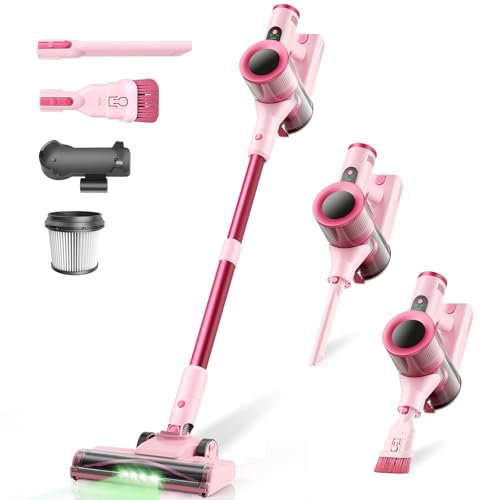 Dzaki Aspirateur Balai sans Fil Puissant avec écran LED- 45KPa 50Mins, 3 en 1 Aspirateur sans Fil sans Sac, Rechargeable Batterie, Silencieux Léger pour Tapis/Poils d'animaux/Sols Durs/Canapé/Voiture