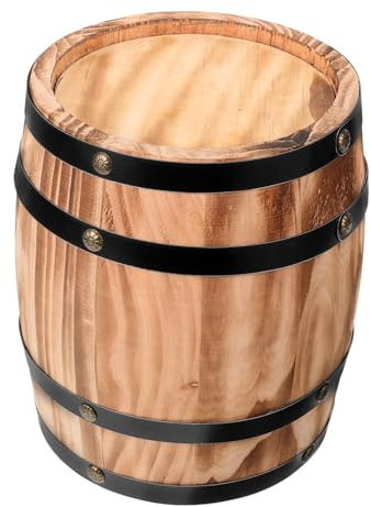 JUMPLAWN Holzfass Deko ø 20 x 16cm Aus Robustem Holz Rustikales Weinfass Ornament Für Bar Und Küchen Dekoration Vielseitige Vintage Weinbegrünung Und Fotorequisite
