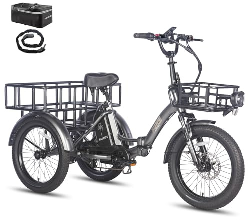 Fafrees F20 Mate Elektro Dreirad 250W 25km/h, E-Bike 3 Rad Upgrade 48V 20Ah Akku, E Bike Klapprad 20 * 3.0 Zoll, Reichweite bis zu 110Km, 65N.m E-Dreirad Lasten für Erwachsene