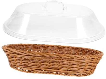 Cabilock Panier Tressé Pour Pain Avec Couvercle Plateau De Service Panier De Rangement Corbeille à Pain Design Boîte De Rangement Cuisine
