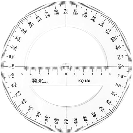 360 Full Circle Protractor, 15cm Plastic Math Measuring Tools Round Protractors Ruler Full Midround Angle Protractor