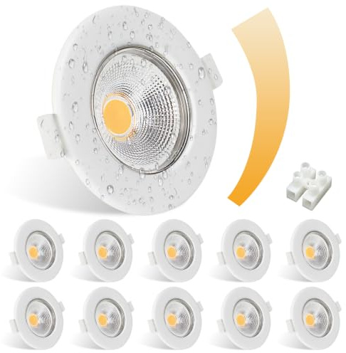 Allesgute 10er LED Einbaustrahler 230V Dimmbar 7W Einbauleuchten Weiße 65-85mm Lochmaß LED Spot 600LM 3000K Warmweiß Einbauspots Flach für Schlafzimmer Küche Wohnzimmer