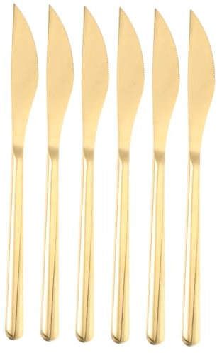 TOPPERFUN Lot de 6 Couteaux à Steak en Acier Inoxydable Polis Surface Lisse, Étaloirs à Confiture Pratiques pour Maison, pour Soirées et Desserts
