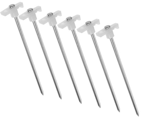 UKCOCO 6 Piezas Uñas de Carpa Pesadas pabellón Senderismo Playa Clavijas Pesado Ligero Largo Accesorios para campamentos estacas de Metal Resistentes Peguas de Carpa Fuertes Acero Blanco