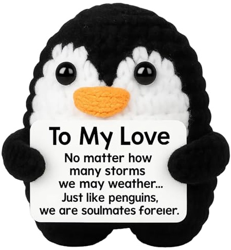 DvBCNMe Positive Penguin, Mini Positive Pinguin, Süße Geschenke Für Freundin, Emotional Support Kuscheltier, Glücksbringer Kuscheltiere Jahrestag Geschenk Für Paare Freundin Freund Kinder