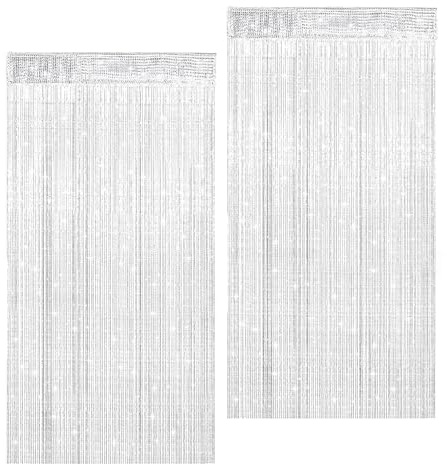 NISYQHA 2 Pack Door Curtain 100 x 200cm Fly Screens for Doors, Home Decor Sequin Curtain for Doorway, String Curtains, Bedroom Blind Living Room Divider, Glitter Fringe Panel Tassel(White)