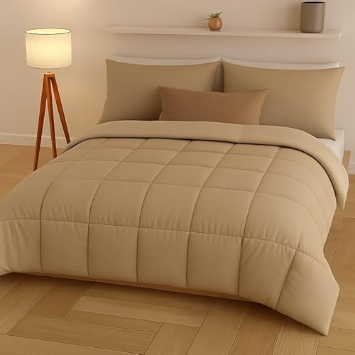 Generico FORTE - Piumone Matrimoniale Double Face, Trapunta 2 Piazze Pesante 300gr/m² Realizzata in Microfibra Morbida e Accogliente, Trapunta Matrimoniale Invernale (Beige)