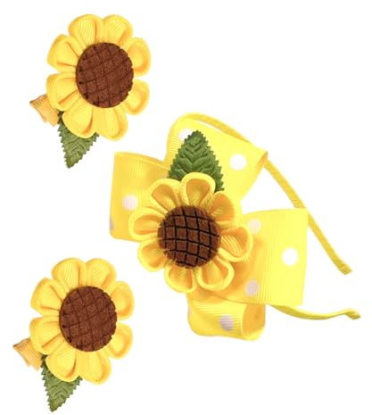 WEKADRIN Sonnenblumen Haarset Mädchen Haarschmuck mit Haarreif und Haarclips Leicht und Bequem für Party Hochzeit Alltag