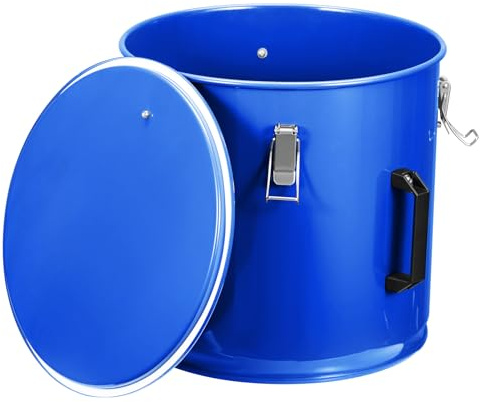 8 Gallon Commercial Fryer Grease Bucket - Rust-Proof Coated Steel Oil Disposal Caddy with Locking Lid, Filter Bag & Leakproof Clips for Restaurant/Kitchen
