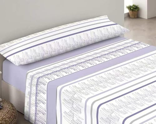 DECODEKO Juego de Sábanas Pirineo Termica 3 Piezas - Sábanas de Otoño/Invierno Tejido Polar, Bajera 135x190cm, Encimera de 210x260cm y una Funda Almohada 45x155cm (Malva, Cama 135)