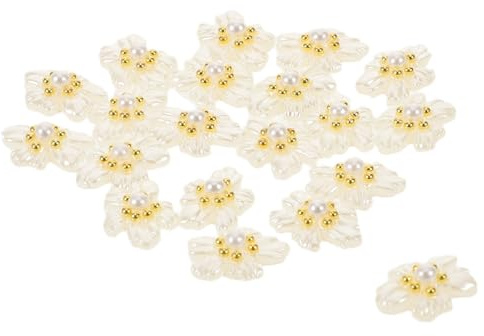 HAMPPLIES 20 Piezas Adornos de Uñas con Dijes de Flores de Acrílico, Perlas de Color y Gemas para Arte de Uñas en Ocasiones