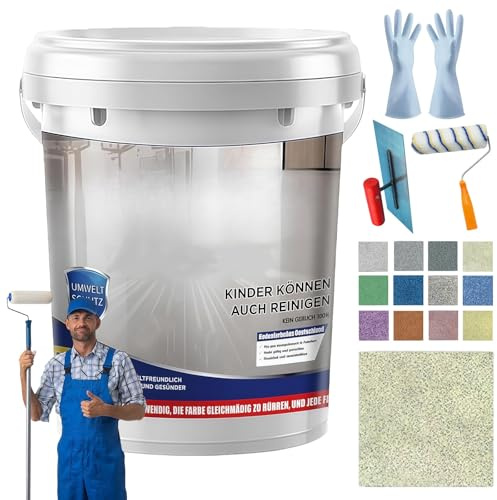 Yagerod Epoxidharz Bodenbeschichtung, Bodenbeschichtung Marmorähnliches Finish 500g, High Gloss Marble Effect Epoxy Floor Coating, rutschfest, Ransformieren Sie Ihre Böden Mühelos(Beige,1KG)