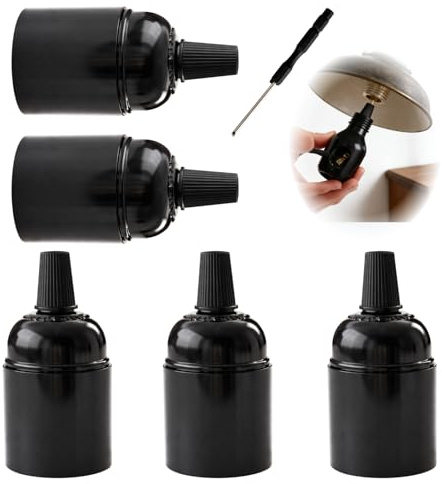 5PCS E27 Douille, Pour Installation Plafond Et Suspension D-ouille Ampoule A Visser Pour Eclairage Interieur Et Projets De Montage Decoratif, D-ouille e27 Noir