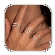 Diamday 8 Piezas Anillos Acero Inoxidable Mujer 1MM Impermeable Anillo Plata Oro Alianzas de Matrimonio Anillos de Compromiso Fino Simple Pulgar Nudillos Anillo Plata Mujer
