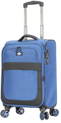 Divergent Retail Valise à coque souple avec 4 roues rotatives, serrure à combinaison et design extensible | Valise à roulettes en tissu léger | Cabine/Medium/L/Set de 3 pièces | Eastbourne Blue, Bleu