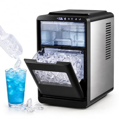 COSTWAY Macchina del Ghiaccio, Fabbricatore di Ghiaccio, 12 kg/24 H | Pannello, 1,8L Serbatoio dell'Acqua, , Pulizia Automatica, 11 Livelli Spessore Regolabile, per Cucina, Ufficio e Bar