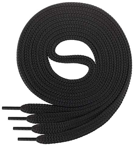 Di Ficchiano, lacci da scarpe piatti, per sneaker e scarpe sportive, molto resistenti, larghezza: circa 7,0 mm di larghezza, 45 colori, 60 cm – 220 cm di lunghezza, poliestere, Nero (Nero ), 130 cm