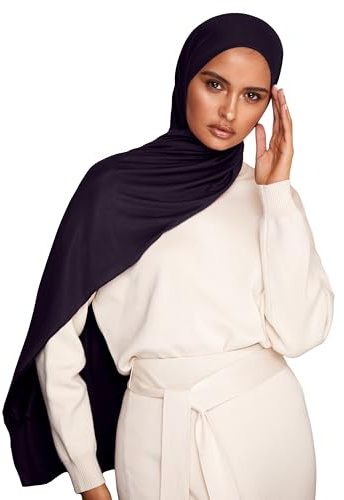 Voile Chic Jersey Kopftuch Damen Hijab - Premium Hijab Kopftuch aus Stretchstoff – Islamische Kopfbedeckung, Schals & Tücher für Damen (Marineblau, Einheitsgröße)