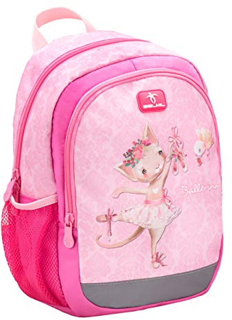 Belmil Kindergartenrucksack mit Brustgurt und Namensschild für 3-6 Jährige/Mädchen / 12 L/Krippenrucksack Kindergartentasche Kindertasche/Ballerina/Pink, Rosa (305-4/A Ballerina)