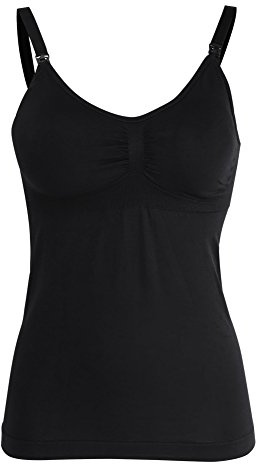 Fdit Breastfeeding Tank Top, 3 Colors 3 Sizes Seamless Breastfeeding Nursing Bra Tank Top with Built-in Nursing Bra Maternity Vest Undershirt for Breastfeeding(L-Black)