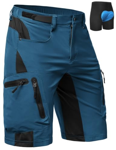 Cycorld MTB Hose Herren Radhose Fahrradhose 4D-Sitzpolster | 4-Wege-Stretch, Schnelltrocknend, Atmungsaktiv, Elastischem Bund, 6 Taschen, Outdoor, Mountainbike, Radsport