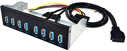 WOVELOT 19 Broches à 8 Ports USB 3.0 Hub 5.25 Pouces CD-ROM Lecteur Bay CD ROM Panneau Avant pour Ordinateur Boîte