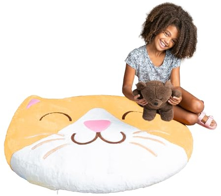BigMouth Inc Inflat-A-Pal Inflatable Floor Pillow, Jumbo Animal Cushion Lounger for Kids, Soft Plush Perfect for Bedrooms and Playrooms - Kitten