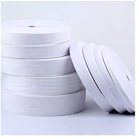 Yurosiay 100m/Roll Baumwollband Plain Weave Gurtband Natur Nahtband Baumwolle Schrägband Kein Fischgrätenmuster Baumwoll Gurtband für DIY Näharbeiten Bedrucktes Stoffetikett Weiß 5cm