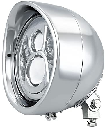 FATECIM 7 Round Motorcycle LED Headlight with Visor 7 Inch Motorbike High Low Beam Headlamp Bottom Mount Heavy Duty Universal for Harley Kawasaki Honda Yamaha Suzuki Chopper Cafe Racer Bobber Chrome