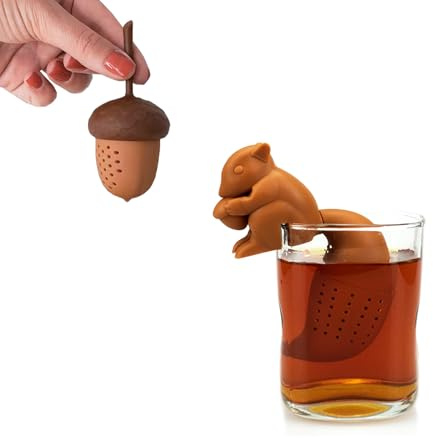 LUHEVIDIA Écureuil et Gland infuseur thé, 2PCS Cadeau de boule a the en silicone, boule a the infuseu réutilisables pour le thé en vrac Vous permet de profiter d'un agréable moment de thé l'après-midi