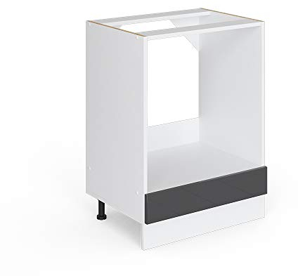 Vicco Herdumbauschrank R-Line, Anthrazit Hochglanz, 60 cm, AP Anthrazit, zur freien Kombination innerhalb modularer Küchensysteme