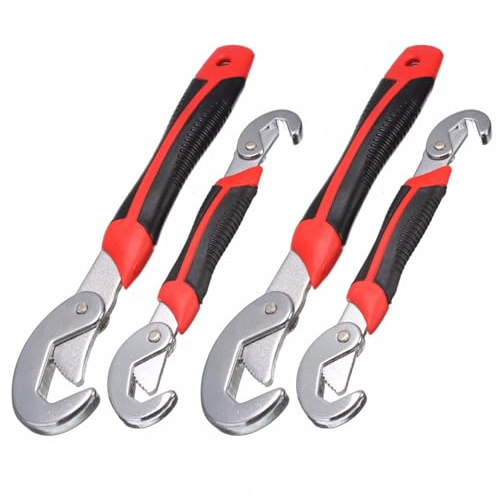 Lot de 4 clés à molette réglables de 9 à 32 mm - Clé à cliquet automatique - Prise en main rapide universelle pour réparations domestiques, écrous et tuyaux