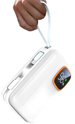 Power Bank 20000 mAh, 22,5 W Caricabatterie portatile a ricarica rapida con cavi di uscita Type-C e iOS integrati, display a LED, USB C In/Out batteria esterna per iPhone 16 15 14 iPad Android (bianco