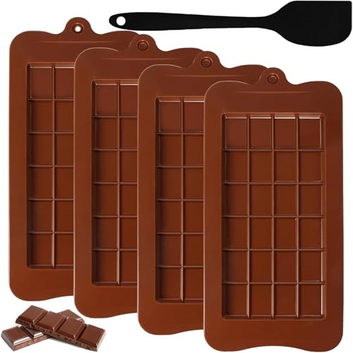 Silikon Schokoladenform 4 Stück Silikonform für Schokolade BPA-frei Schokolade Silikonform Brechbare Schokoladenformen Chocolate Mold Antihaft-wiederverwendbare für Schokolade, Süßigkeiten, Gelee