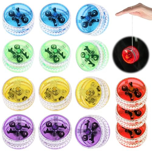 SKIKHN 15 Stück LED Licht YoYo, Kunststoff Responsive Yoyo, JoJo Leuchtend für Anfänger und Kinder, Reaktives Kugellager JoJo für Geburtstag Party, Gastgeschenk, Mitgebsel, Klassenzimmer Preise
