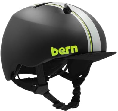 Bern Nino DVRT - Casco da corsa per ragazzi, colore: nero opaco, a righe, S/M (51,5 - 54,5 cm)