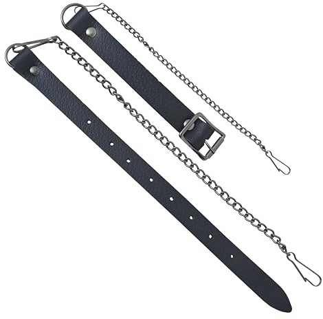 Elegant Black Leather Sporran Chain Belt with Antique Chrome – Premium Quality Scottish Kilt Accessory for Men – Ideal for Highland Attire and Sporrans (Antique Finish, Black - Leather)