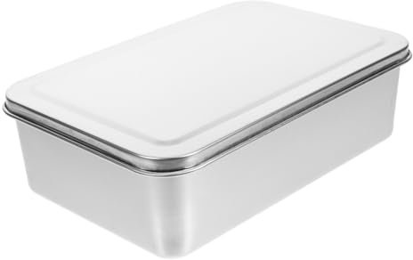 HOMOBABE Molde Para Pasteles Rectangular 22x14x6 Cm De Acero Inoxidable Con Tapa, Antiadherente y Resistente, Para Hornear Pan y Pasteles Cocina, Caja Para Repostería Con Cubierta