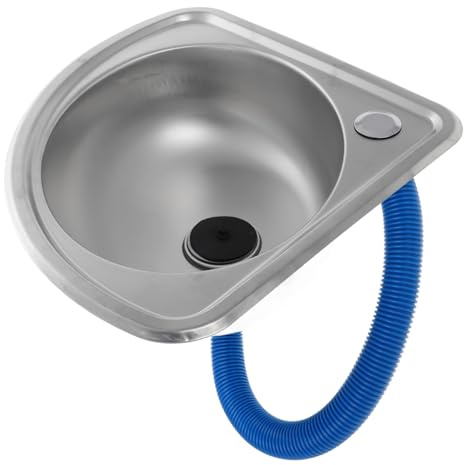 Hemobllo Lavello Angolare in Acciaio Inox per Camper, Lavabo da Appoggio a Vasca Singola, Piccolo Lavello da Cucina con Design Salvaspazio e Sospensione per Interni RV, Set Colore Casuale