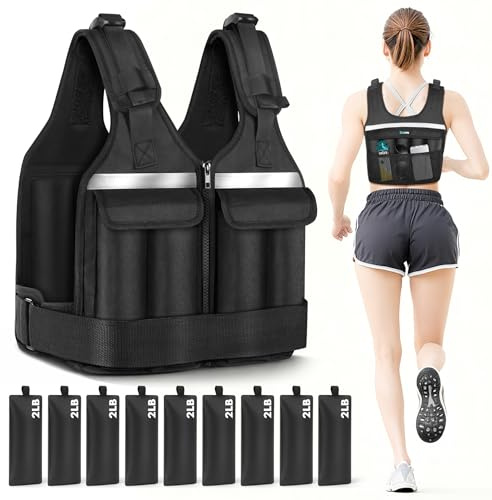 Adjustable Weighted Vest for Women Men, Washable Weight Vests 0.6kg-8.7kg, Adjust Weight Running Vests for Workout, Strength Training, Walking, Fitness, Muscle Building, Weight Loss, Weightlifting