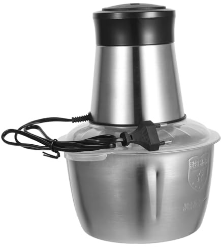Cabilock Mini Hachoir à Viande Électrique en Acier Inoxydable 2L Double Vitesse Réglable Presse-Ail Intégré Mixeur Multifonction pour Légumes et Fruits Appareil Cuisine Domestique