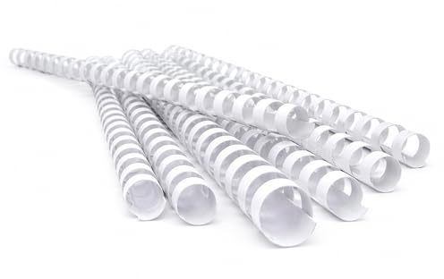 Pavo – Peignes de reliure en plastique premium 8 mm A4 blancs, lot de 100, dos 21 anneaux, relie jusqu’à 40 feuilles – 8001613