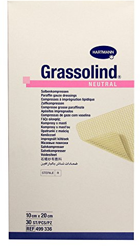 Hartmann 30 Grassolind Pack de 30 Compresses Pansements Gras Neutres 10 x 20 cm