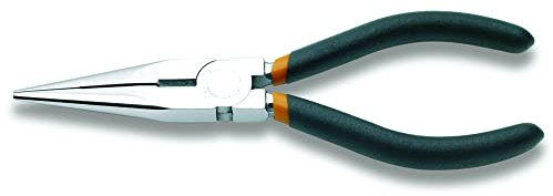 Beta 1166 160 - Pinze a becchi mezzotondi lunghissimi diritti zigrinati, cromate, manici ricoperti con 2 strati di PVC antiscivolo