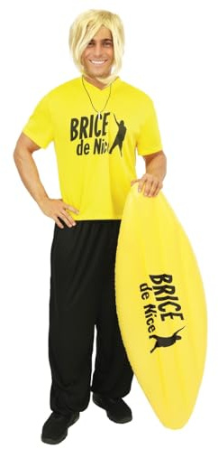 P'TIT Clown - 84948 - Planche Gonflable de Surf - Licence Officielle Brice de Nice™ - Accessoire de Déguisement - Parfait pour Carnaval, Fêtes à Thèmes, Soirées Costumées - Jaune - 46 x 115 cm
