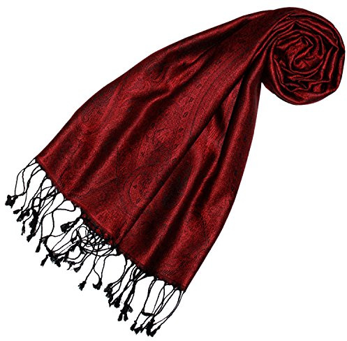 Lorenzo Cana Luxus dam sidenhalsduk 100 % siden jacquard vävd harmoniska färger med fransar 35 x 160 cm paisley mönster sidenduk