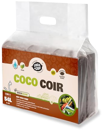 Coco & Coir 6 x 650g Organic Peat Free Compost Coco Soil. Reptile, Turtle Vivarium Substrate - Coco Grow (54L), Brown(Packaging may vary)