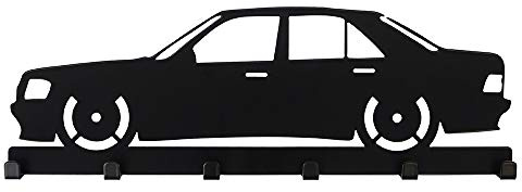 Bentatec Schlüsselbrett W201 E190 Car Oldtimer Optik schwarz - 6 Haken Garderobe Schlüsselboard Hakenleiste Dekoration