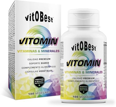 VITOBEST | Vitaminas Vitomin | Ayuda para el sistema nervioso e inmunitario, a disminuir el cansancio y la fatiga y mantener la piel, huesos y visión | 100 VegeCaps