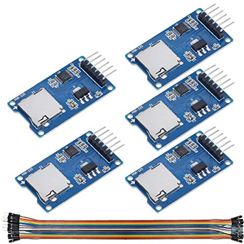 Youmile 5Pack Micro SD Scheda di memoria Micro SD Card Module Scheda di espansione Storage a 6 pin con interfaccia SPI Micro SD TF Card Memory Shield Modulo per Arduino Raspberry Pi con cavo Dupont
